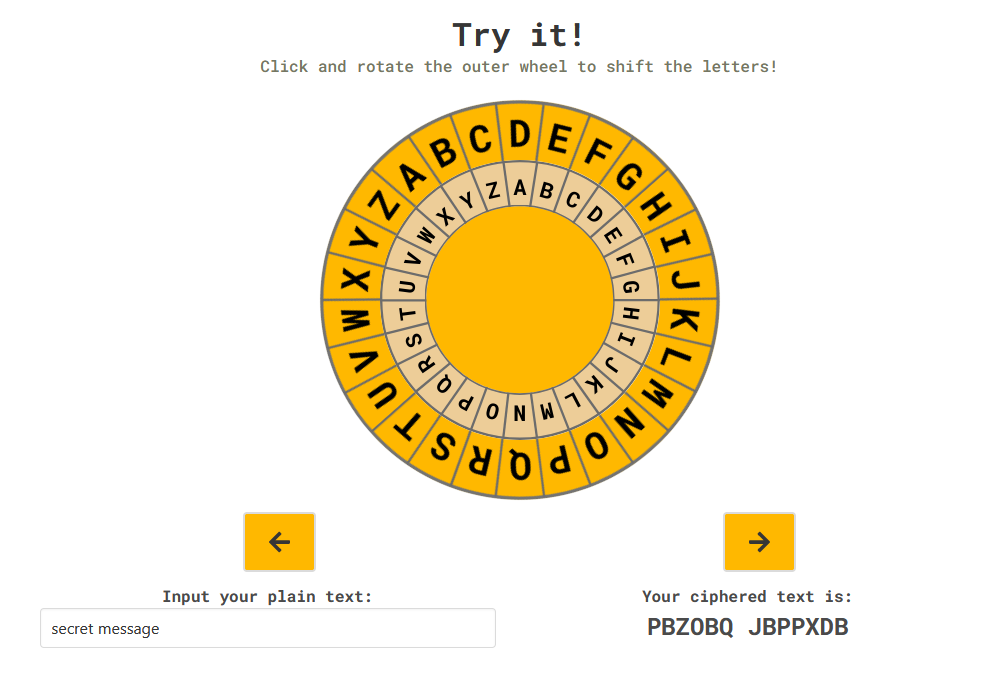 Cipher Salad's interactive Caesar cipher!